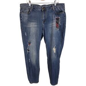 Lane Bryant Women's Whiskering Distressed Patchwork Skinny Jeans 20
